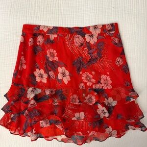Bardot Red Floral Tiered Skirt